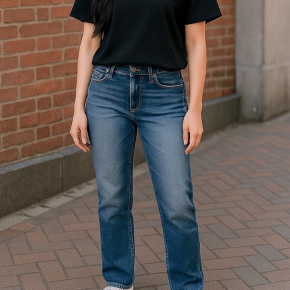 Indigo Rein Anklet Women's 5 Blue Skinny Stretch Denim Unhemmed Faded Whiskering - Picture 1 of 12